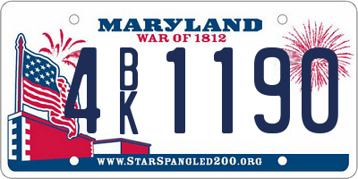 MD license plate 4BK1190