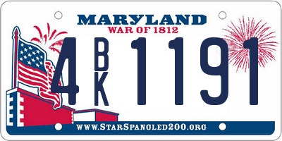 MD license plate 4BK1191