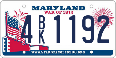 MD license plate 4BK1192