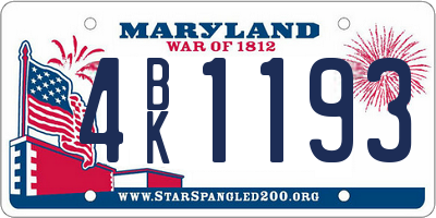 MD license plate 4BK1193