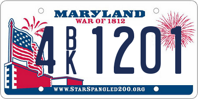 MD license plate 4BK1201