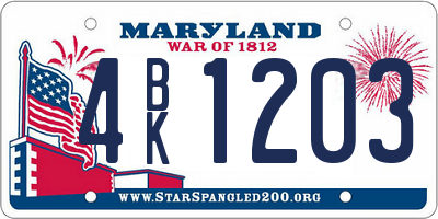 MD license plate 4BK1203