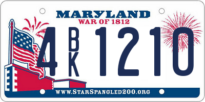 MD license plate 4BK1210