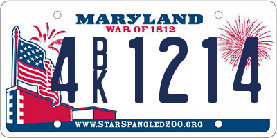 MD license plate 4BK1214