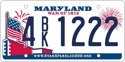 MD license plate 4BK1222