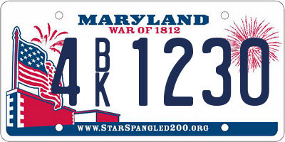 MD license plate 4BK1230