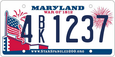 MD license plate 4BK1237