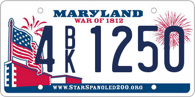 MD license plate 4BK1250
