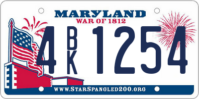 MD license plate 4BK1254
