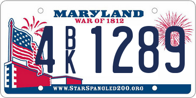 MD license plate 4BK1289