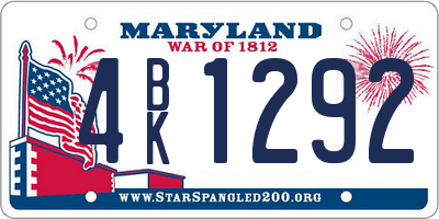 MD license plate 4BK1292