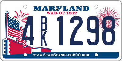 MD license plate 4BK1298