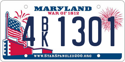 MD license plate 4BK1301