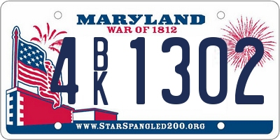 MD license plate 4BK1302