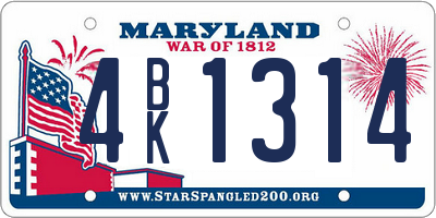 MD license plate 4BK1314
