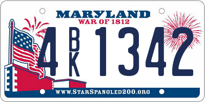 MD license plate 4BK1342