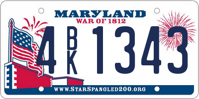 MD license plate 4BK1343