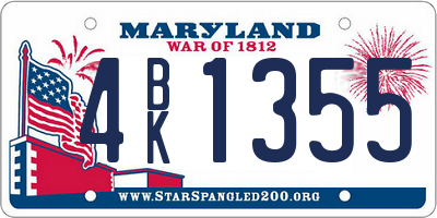 MD license plate 4BK1355