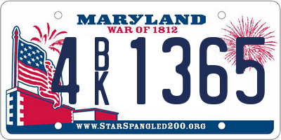 MD license plate 4BK1365