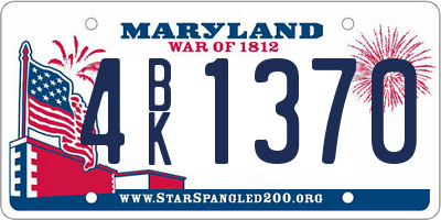 MD license plate 4BK1370