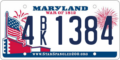MD license plate 4BK1384