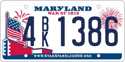 MD license plate 4BK1386