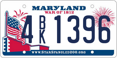 MD license plate 4BK1396
