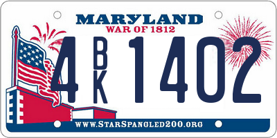 MD license plate 4BK1402