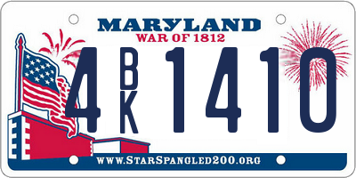 MD license plate 4BK1410
