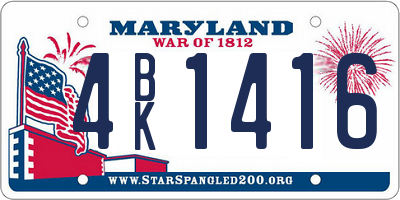 MD license plate 4BK1416