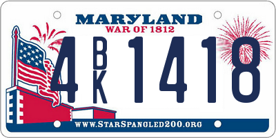 MD license plate 4BK1418