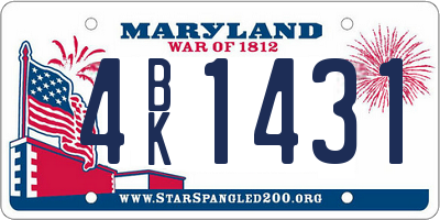 MD license plate 4BK1431