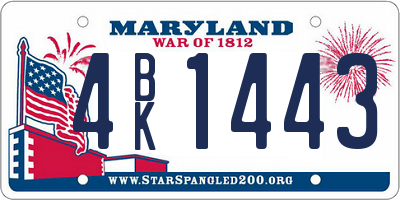 MD license plate 4BK1443