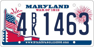 MD license plate 4BK1463