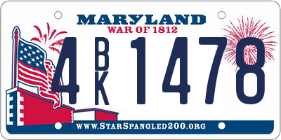 MD license plate 4BK1478