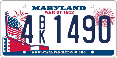 MD license plate 4BK1490