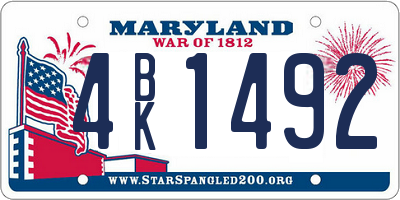 MD license plate 4BK1492