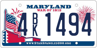 MD license plate 4BK1494