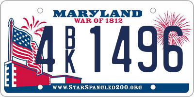 MD license plate 4BK1496