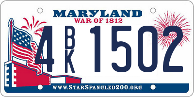 MD license plate 4BK1502