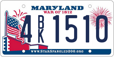 MD license plate 4BK1510