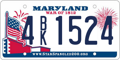MD license plate 4BK1524