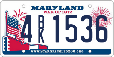 MD license plate 4BK1536