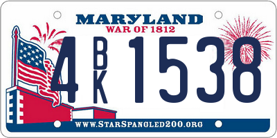 MD license plate 4BK1538