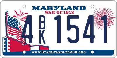 MD license plate 4BK1541