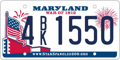 MD license plate 4BK1550