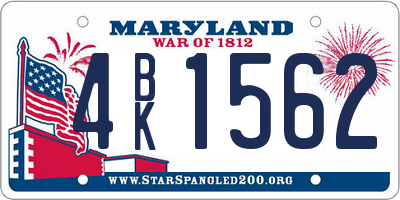 MD license plate 4BK1562