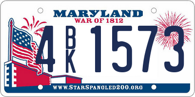 MD license plate 4BK1573