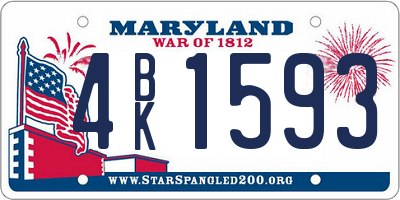 MD license plate 4BK1593