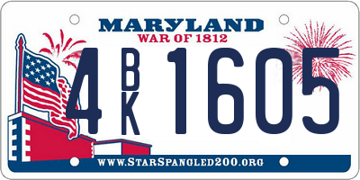MD license plate 4BK1605